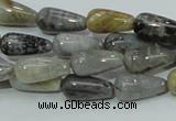 CAB72 15.5 inches 8*16mm teardrop silver needle agate gemstone beads