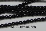 CAB720 15.5 inches 3mm round black agate gemstone beads wholesale