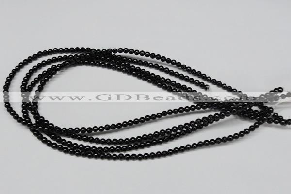 CAB721 15.5 inches 4mm round black agate gemstone beads wholesale