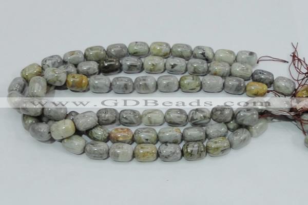 CAB73 15.5 inches 12*16mm egg-shaped silver needle agate beads