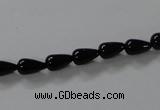 CAB732 15.5 inches 5*8mm teardrop black agate gemstone beads