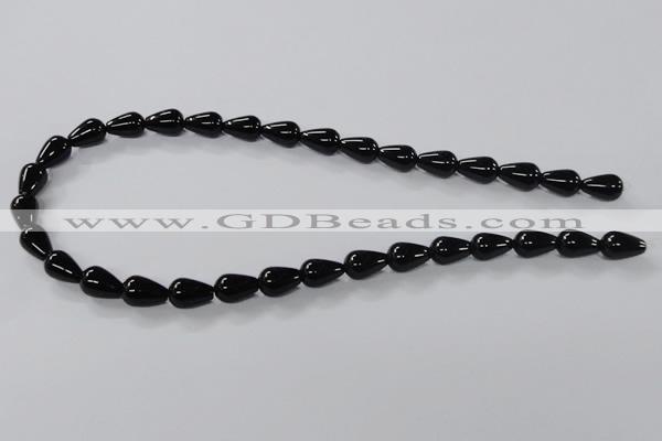 CAB735 15.5 inches 8*12mm teardrop black agate gemstone beads