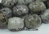 CAB74 15.5 inches 15*20mm egg-shaped silver needle agate beads