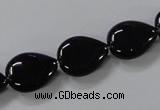 CAB746 15.5 inches 12*16mm flat teardrop black agate gemstone beads