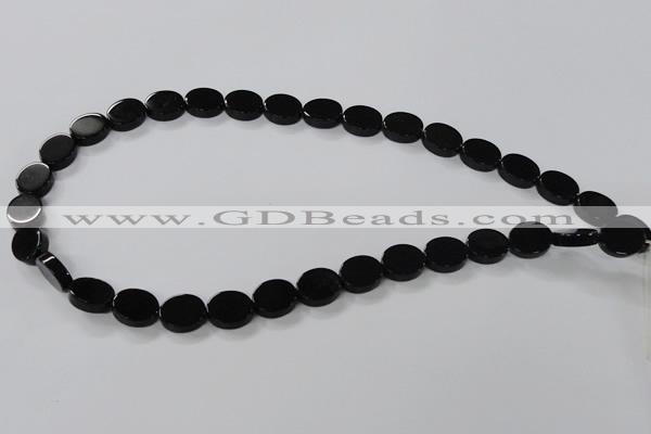 CAB750 15.5 inches 10*12mm oval black agate gemstone beads