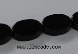 CAB751 15.5 inches 13*18mm oval black agate gemstone beads