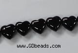 CAB755 15.5 inches 10*10mm top-drilled heart black agate beads