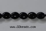 CAB756 15.5 inches 8*10mm oval black agate gemstone beads wholesale