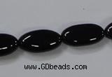 CAB760 15.5 inches 10*20mm oval black agate gemstone beads wholesale