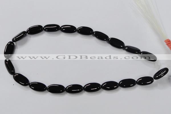 CAB760 15.5 inches 10*20mm oval black agate gemstone beads wholesale