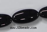 CAB763 15.5 inches 15*30mm oval black agate gemstone beads wholesale