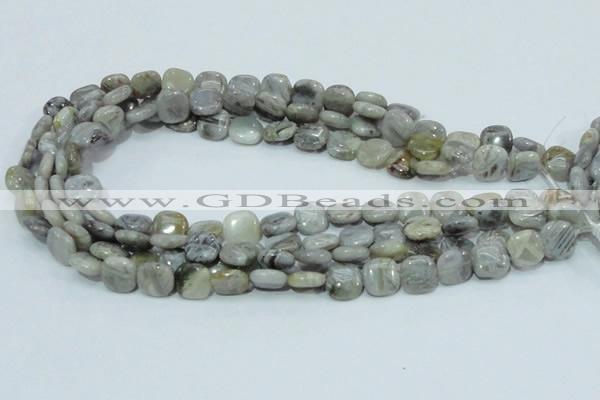 CAB77 15.5 inches 12*12mm square silver needle agate gemstone beads