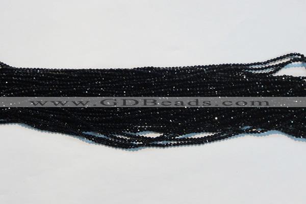 CAB780 15.5 inches 2mm faceted round black agate gemstone beads