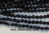 CAB781 15.5 inches 3mm faceted round black agate gemstone beads