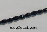 CAB789 15.5 inches 4*6mm faceted rice black agate gemstone beads