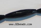 CAB794 15.5 inches 10*40mm faceted rice black agate gemstone beads