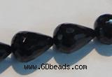 CAB800 15.5 inches 14*20mm faceted teardrop black gemstone agate beads