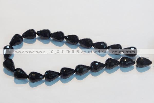 CAB800 15.5 inches 14*20mm faceted teardrop black gemstone agate beads