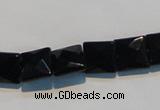 CAB801 15.5 inches 10*10mm faceted square black gemstone agate beads