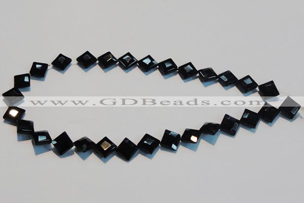 CAB803 15.5 inches 10*10mm faceted diamond black gemstone agate beads