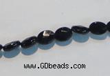 CAB805 15.5 inches 6*8mm faceted oval black gemstone agate beads