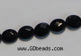 CAB806 15.5 inches 8*10mm faceted oval black gemstone agate beads