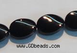 CAB814 15.5 inches 13*18mm twisted oval black agate gemstone beads