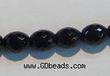 CAB817 15.5 inches 10*12mm faceted rice black agate gemstone beads