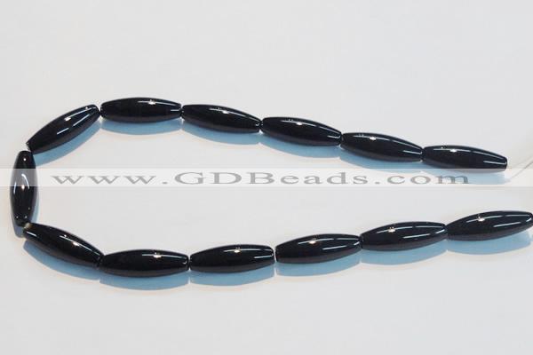 CAB821 15.5 inches 10*30mm rice black agate gemstone beads wholesale