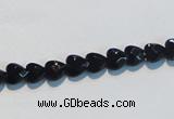 CAB824 15.5 inches 6*6mm faceted heart black agate gemstone beads