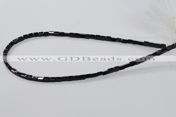 CAB838 15.5 inches 4*6mm cuboid black agate gemstone beads wholesale