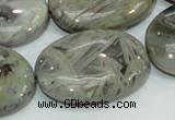 CAB84 15.5 inches 25*35mm oval silver needle agate gemstone beads