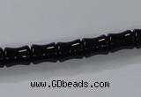 CAB842 15.5 inches 8*10mm bamboo shape black agate gemstone beads