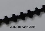 CAB845 15.5 inches 8*8mm cross black agate gemstone beads wholesale