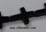 CAB848 15.5 inches 18*24mm cross black agate gemstone beads wholesale