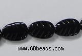 CAB851 15.5 inches 12*16mm leaf black agate gemstone beads wholesale