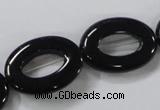 CAB859 15.5 inches 18*24mm oval black agate gemstone beads wholesale