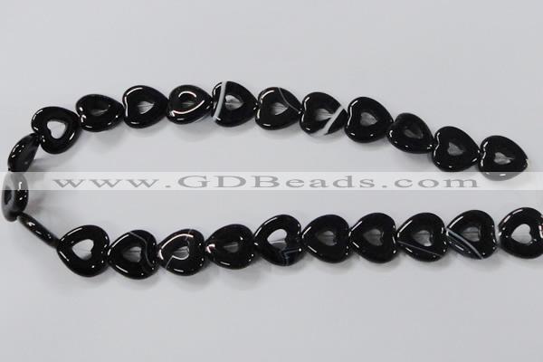 CAB860 15.5 inches 18*18mm heart black agate gemstone beads wholesale