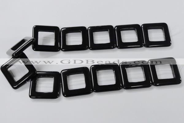 CAB864 15.5 inches 35*35mm square black agate gemstone beads wholesale