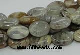 CAB89 15.5 inches 10*14mm oval silver needle agate gemstone beads