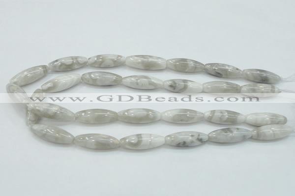 CAB907 15.5 inches 10*30mm rice natural crazy agate beads wholesale