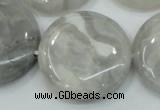 CAB918 15.5 inches 30mm flat round natural crazy agate beads wholesale