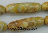 CAB939 15.5 inches 13*40mm rice yellow crazy lace agate beads wholesale