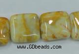 CAB947 15.5 inches 20*20mm square yellow crazy lace agate beads