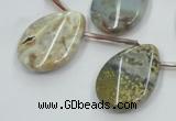 CAB953 18*25mm top-drilled twisted teardrop ocean agate gemstone