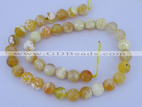 CAB967 15.5 inches 8mm faceted round fire crackle agate beads