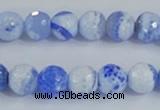 CAB973 15.5 inches 8mm faceted round fire crackle agate beads