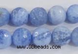 CAB974 15.5 inches 12mm faceted round fire crackle agate beads