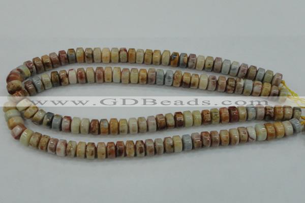 CAB975 15.5 inches 6*10mm rondelle Morocco agate beads wholesale