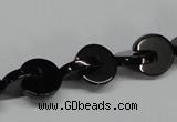 CAB994 15.5 inches 12*12mm curved moon black agate gemstone beads